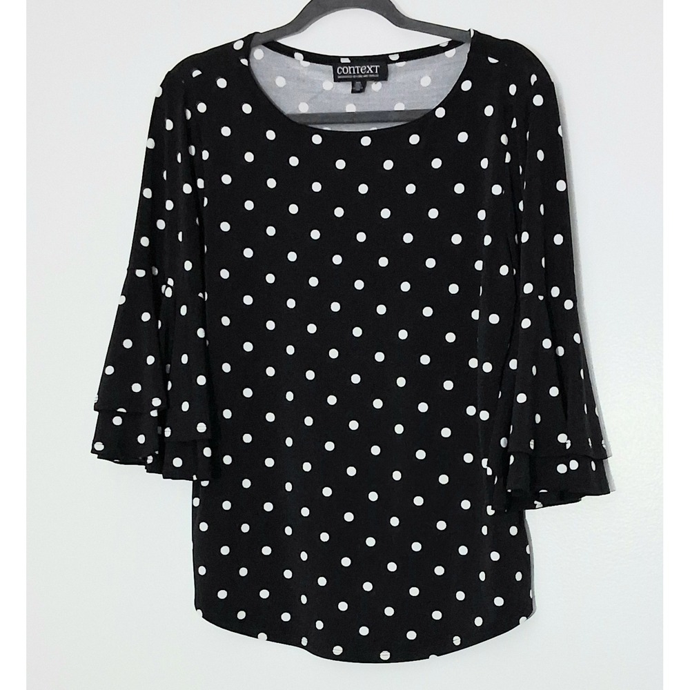 Context for Lord & Taylor Blouse Size‎ Med Black & White Polka Dot Bell Sleeves